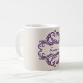 Paarse Chic Damask Mok (Voorkant links)