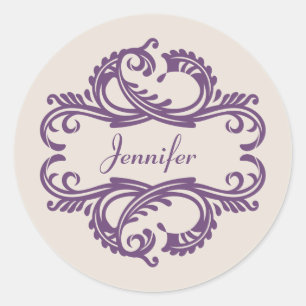 Paarse Chic Damask Stickers
