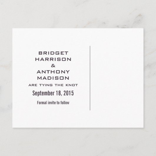 Paarse Chic Flourish Banner sparen het Briefkaart (Achterkant)