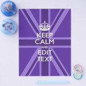 Paarse Chic Keep Calm and Jouw tekst Union Jack Flyer (Enkel)