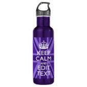 Paarse Chic Keep Calm and Jouw tekst Union Jack Waterfles (Voorkant)