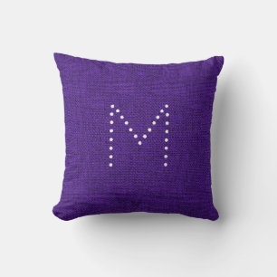 Paarse Chic Linen Fabric-monogram op maat Kussen