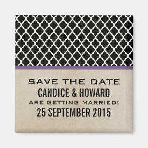 Paarse Chic Quatrefoil sparen de Magnet van de Dat