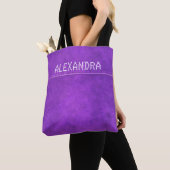 Paarse Chic Seamed Leather Name Persoonlijk Tote Bag (Dichtbij)