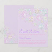 Paarse Chic Snowflake Sweet16 Uitnodiging (Voorkant / Achterkant)
