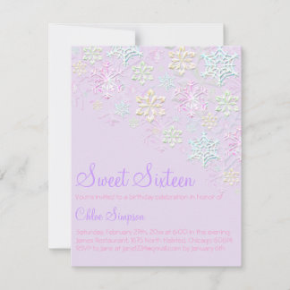 Paarse Chic Snowflake Sweet16 Uitnodiging