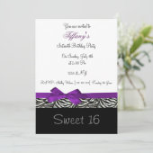 paarse chic Sweet Sixteen-partij Uitnodiging (Staand voorkant)