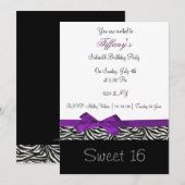 paarse chic Sweet Sixteen-partij Uitnodiging (Voorkant / Achterkant)
