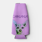 Paarse Chihuahua thema fleskoeler Flesjeskoeler (Voorkant)