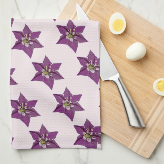 Paarse Chili Pepper Blossom Theedoek (Quarter Fold)