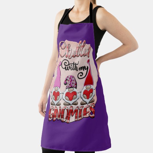 Paarse chillin met mijn gnomen Kitchen Schort (Insitu)