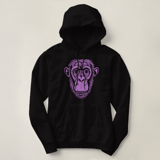 Paarse chimpansee Ape not Monkey Cute Chimp Hoodie (Design voorkant)