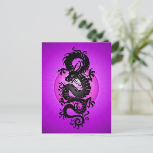 Paarse Chinese draak Briefkaart (Staand voorkant)