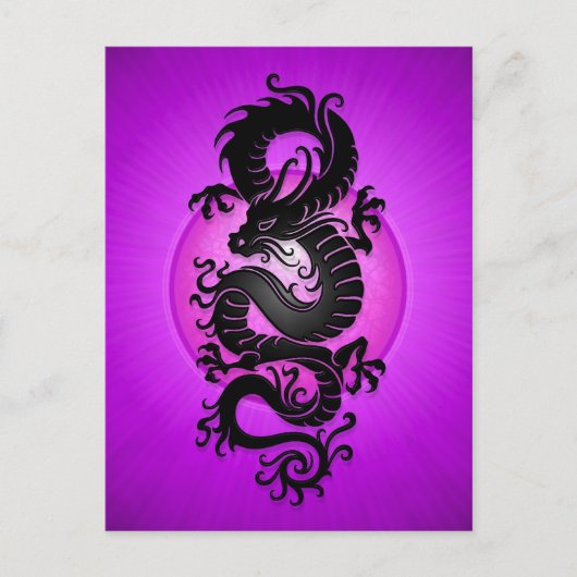 Paarse Chinese draak Briefkaart (Voorkant)
