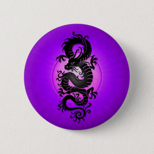 Paarse Chinese draak Ronde Button 5,7 Cm