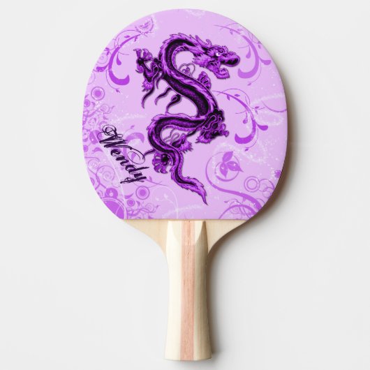 Paarse Chinese Dragon Ping Pong Paddle Tafeltennisbatje (Voorkant)