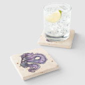 Paarse Chinese drakenkunst Stenen Onderzetter (Zijkant)