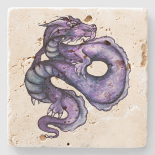 Paarse Chinese drakenkunst Stenen Onderzetter