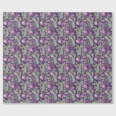 Paarse Chinoiserie pauw bloemendecoupage Cadeaupapier (Vlak)