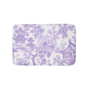 Paarse Chinoiserie Toile Draak Kersenbloesem Badmat