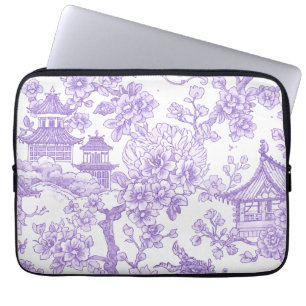 Paarse Chinoiserie Toile Draak Kersenbloesem Laptop Sleeve