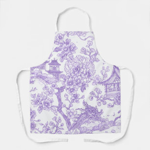 Paarse Chinoiserie Toile Draak Kersenbloesem Schort
