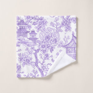 Paarse Chinoiserie Toile Draak Kersenbloesem Washandje