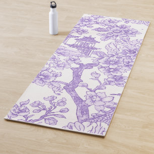 Paarse Chinoiserie Toile Draak Kersenbloesem Yogamat
