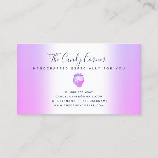 Paarse chocolade aardbeienbessen met zoete besmett visitekaartje (Achterkant)