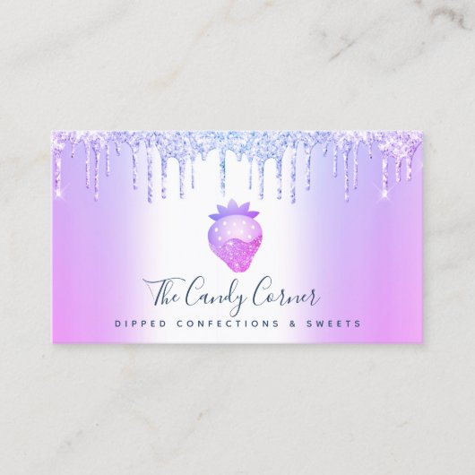 Paarse chocolade aardbeienbessen met zoete besmett visitekaartje (Voorkant)