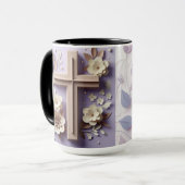 Paarse & Chocolade Cross Bloemen Mok ai design (Voorkant links)