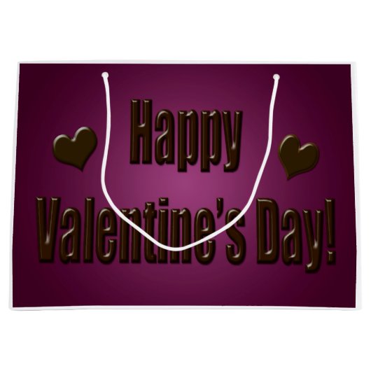 Paarse chocolade Happy Valentijn Groot Cadeauzakje (Voorkant)