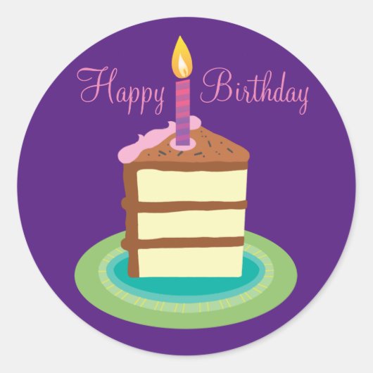 Paarse Chocolate Cake Verjaardag Sticker (Voorkant)