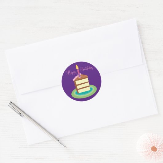 Paarse Chocolate Cake Verjaardag Sticker (Envelop)