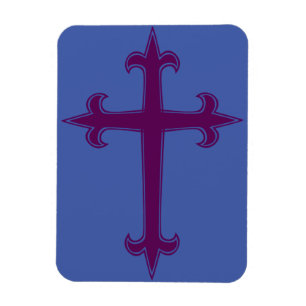 Paarse christelijk kruis magneet