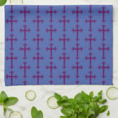 Paarse christelijk kruis theedoek (Gevouwen)