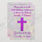 PAARSE CHRISTELIJKE 85E VERJAARDAG UITNODIGING (Voorkant / Achterkant)