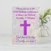 PAARSE CHRISTELIJKE 85E VERJAARDAG UITNODIGING (Staand voorkant)