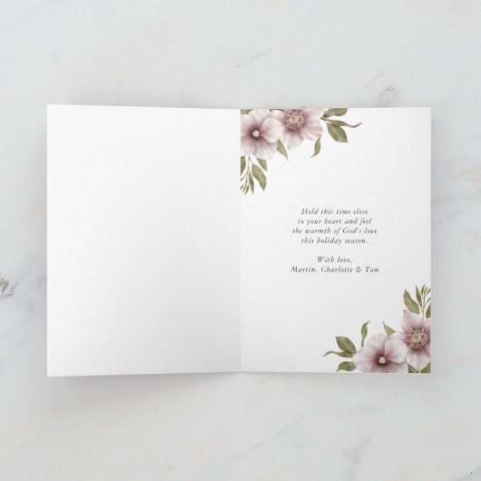 Paarse Christelijke Baby Jesus Geboorteplaats Feestdagen Kaart (Binnen)