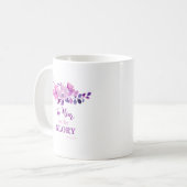 Paarse Christelijke Quote Floral Koffiemok (Voorkant links)