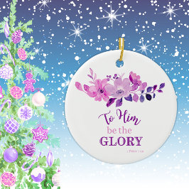 Paarse Christelijke Schrift citaat Floral Keramisch Ornament