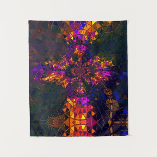 Paarse Christelijke Tie Dye Cross-regenboog Wandkleed (Voorkant)