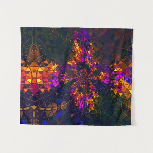 Paarse Christelijke Tie Dye Cross-regenboog Wandkleed (Voorkant (horizontaal))