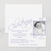 Paarse Christening Scroll for Baby Girl Kaart (Voorkant / Achterkant)