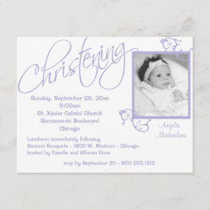 Paarse Christening Scroll for Baby Girl Kaart
