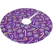 Paarse Christmas Candy Cane met sneeuwvlokken Kerstboom Rok (Gekanteld)