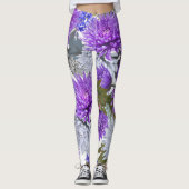 Paarse Chrysanthema Leggings (Voorkant)