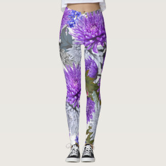 Paarse Chrysanthema Leggings
