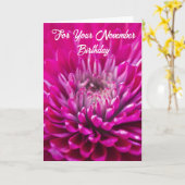 Paarse Chrysanthemum Geboortebloem voor November Kaart (Gele Bloem)