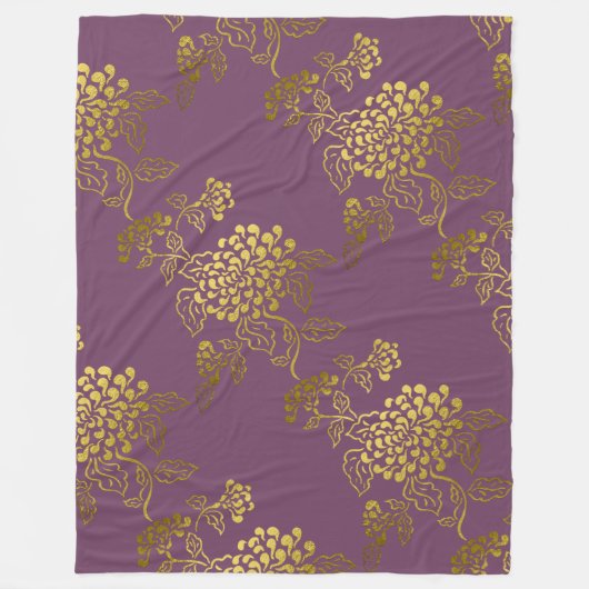 Paarse Chrysanthemum Ombre Fade Fleece Deken (Voorkant)